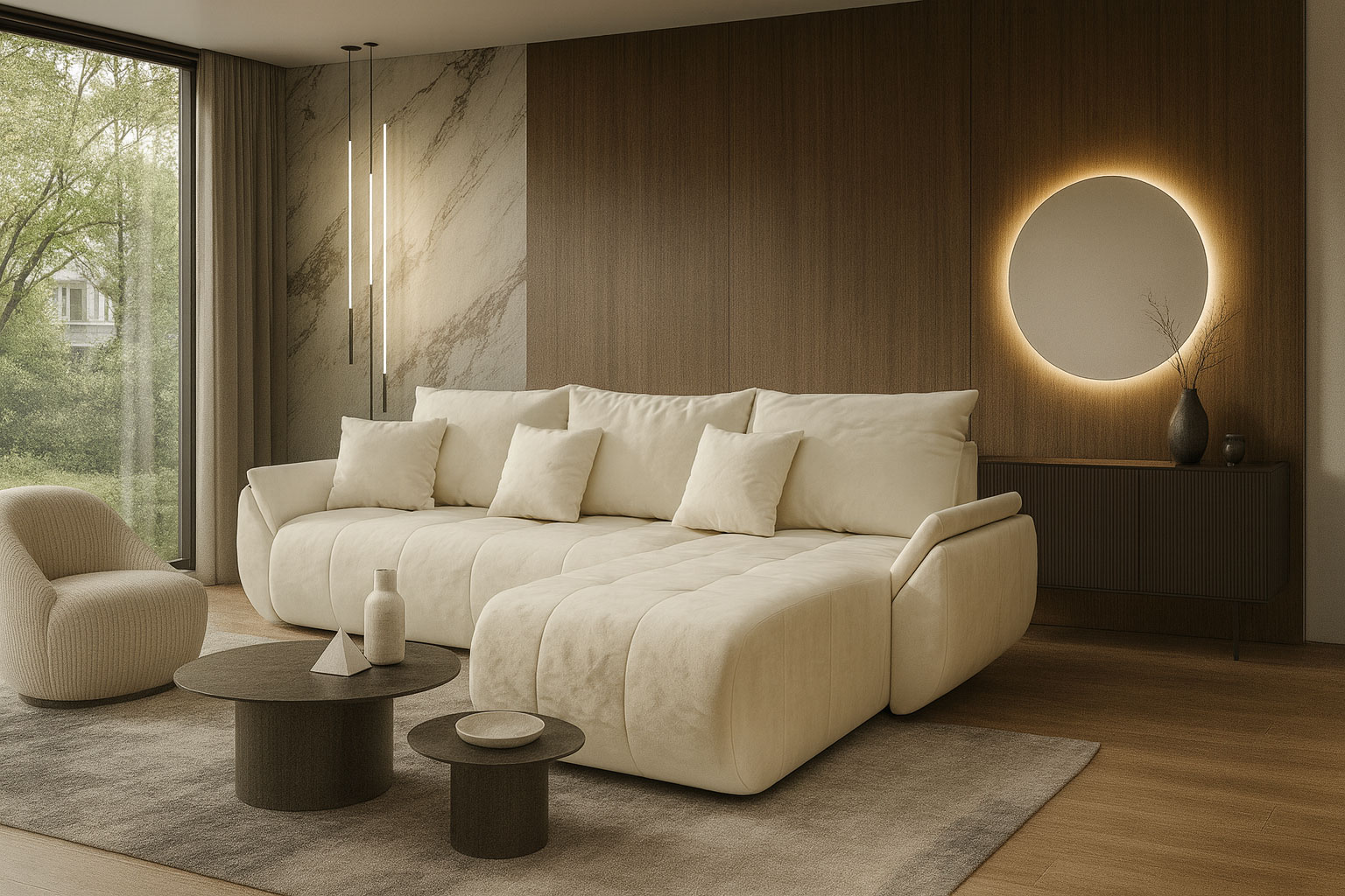 Przykładowe wnętrze z wykorzystaniem narożnika Ikto ecru