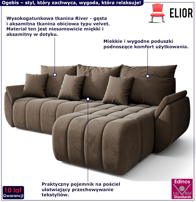 Rozkładana sofa Ogebis brązowy