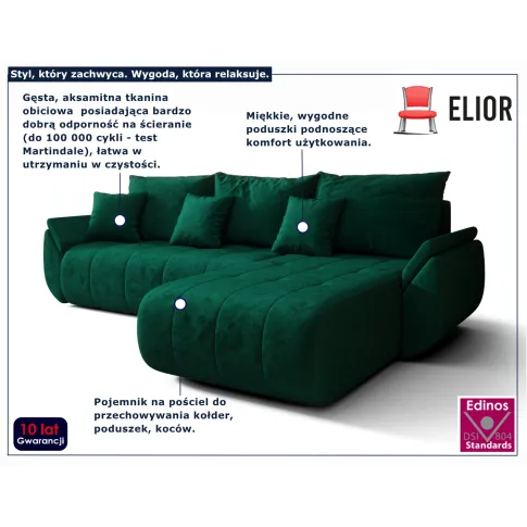 Zielona kanapa narożna nowoczesna Ikto