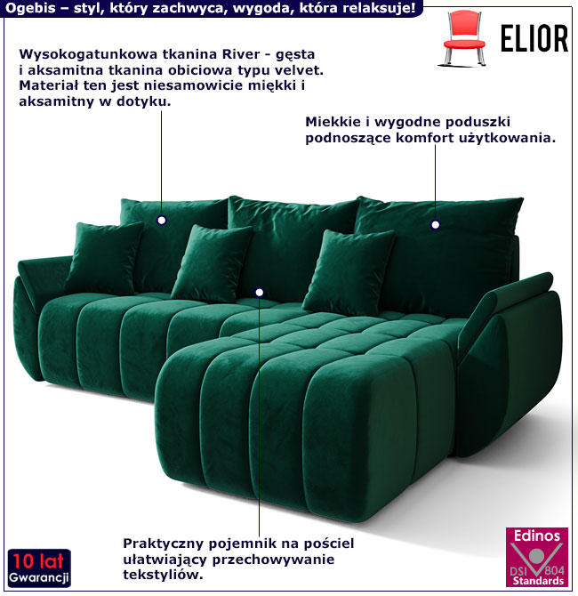 Rozkładana sofa Ogebis zielony