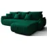 Zielona kanapa welurowa z szezlongiem - Ikto