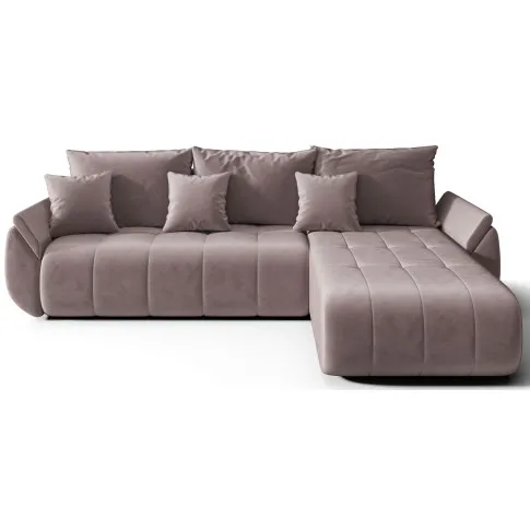 Welurowa kanapa narożna z funkcją spania Ikto wrzosowa