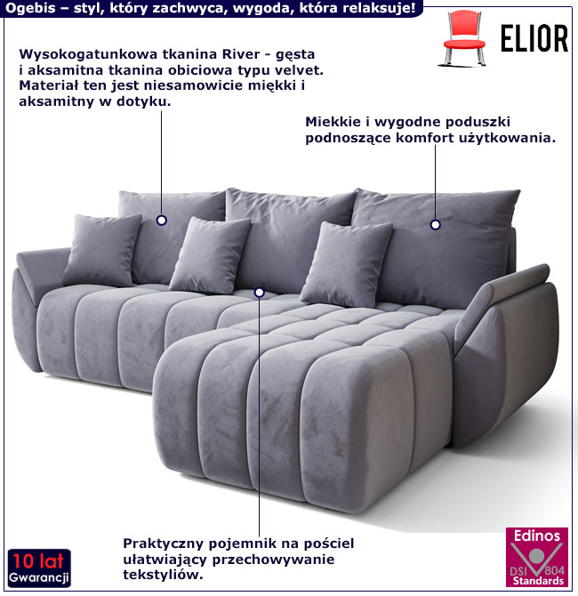 Rozkładana sofa Soreli błekitny
