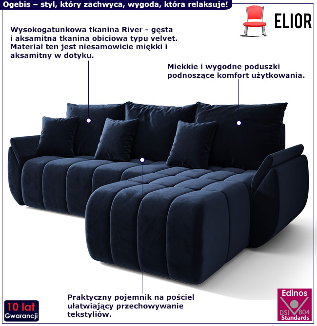 Rozkładana sofa Soreli granatowy
