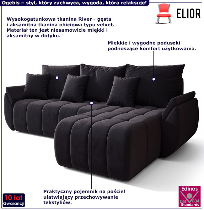 Rozkładana sofa Ogebis czarny