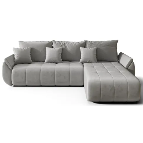 Jasnoszara kanapa narożna welurowa Ikto