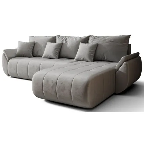 Jasnoszary narożnik welurowy z funkcją spania Ikto