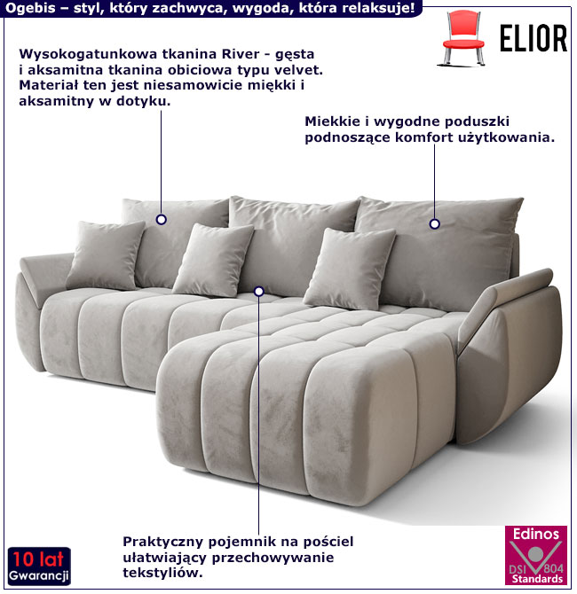 Rozkładana sofa Ogebis jasnoszary