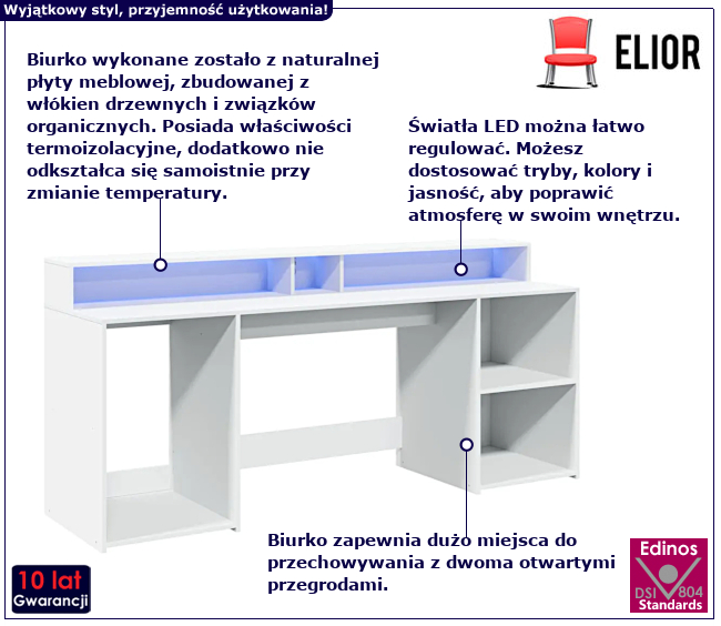 Biurko z oświetleniem LED Fixi