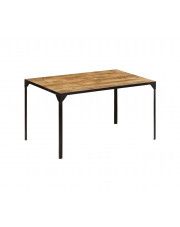 Stół w stylu industrialnym ze stali i drewna Kartes 2X – brązowy  w sklepie Edinos.pl