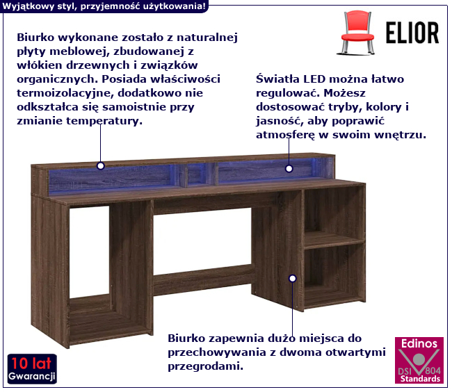 Biurko z oświetleniem LED Modus