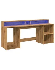 Podświetlane biurko 200 cm dąb artisan - Modus w sklepie Edinos.pl