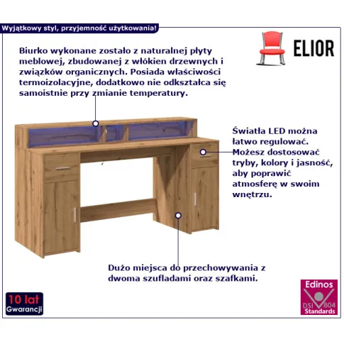 Elvon biurko w kolorze dębu artisan