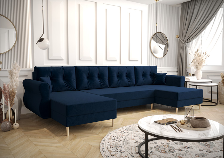 Pluszowy granatowy narożnik rozkładany Pixi