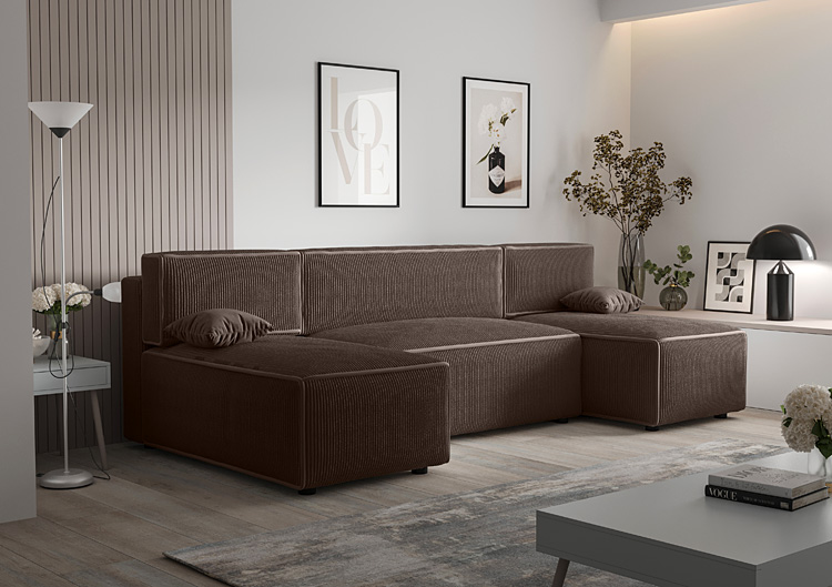 Brązowy narożnik rozkładany Maloni