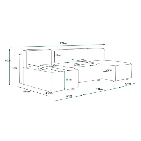 Wymiary narożnika Zarella U