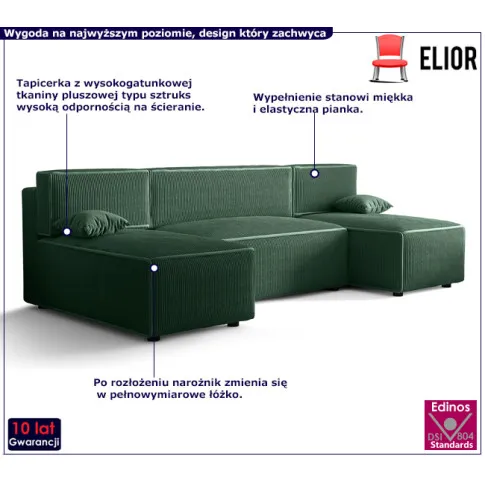 Ciemnozielony narożnik rozkładany Zarella