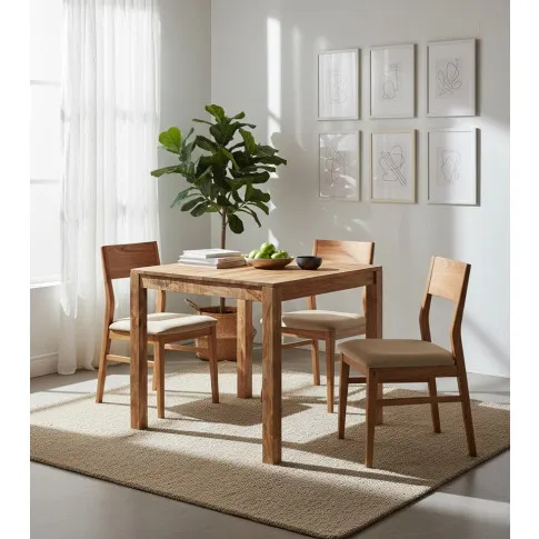 Szczegółowe zdjęcie nr 11 produktu Brązowy mały stół z drewna mango - Prinis