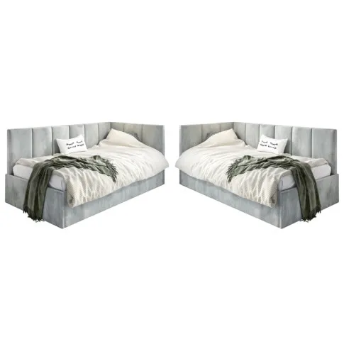 Szczegółowe zdjęcie nr 4 produktu Popielate tapicerowane łóżko młodzieżowe 120x200 - Barnet 5X