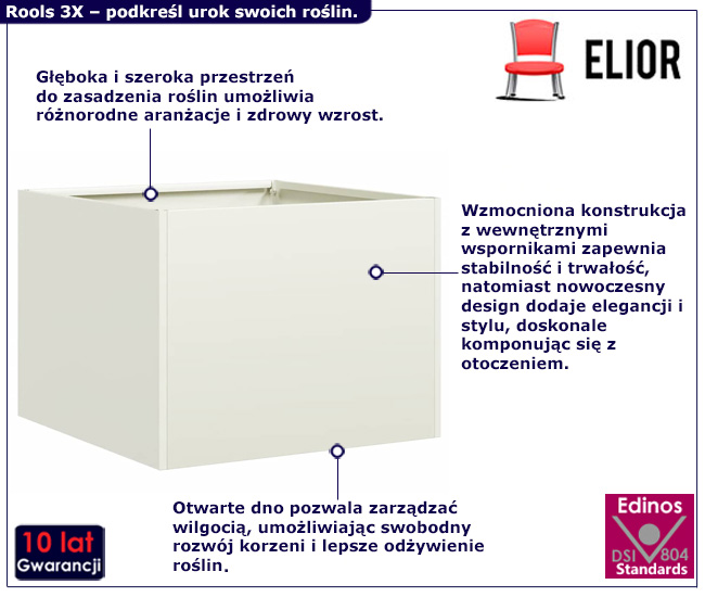 Donica na taras biała stalowa Bergan 3X