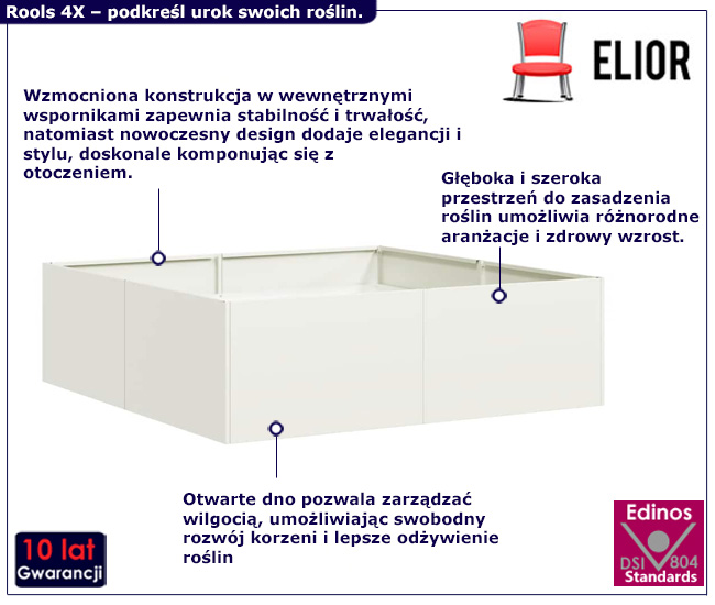 Donica na taras biała Dolo 4X