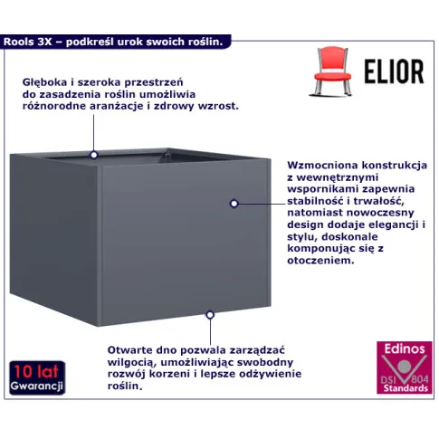 infogarfika donicy Rools 3X antracytowa