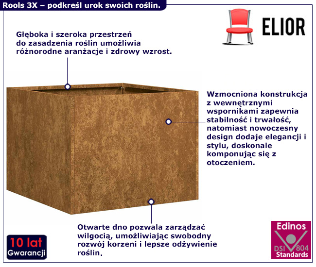 Donica na taras rdzawa Dolo 3X