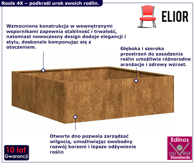 Donica na taras rdzawa Dolo 4X