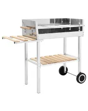 Grill węglowy srebrny na wózku z 2 półkami - Indono w sklepie Edinos.pl