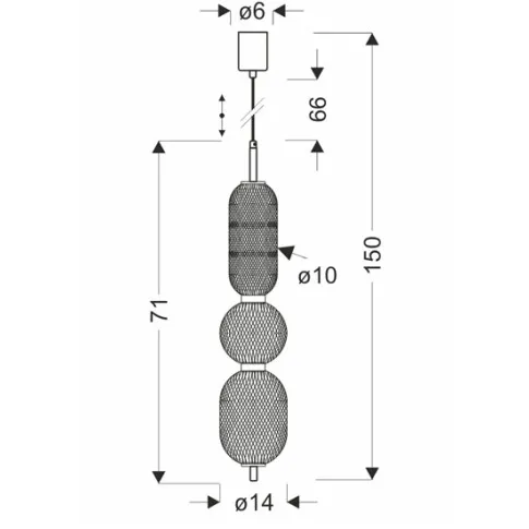 wymiary wiszaca lampy M102 Luil