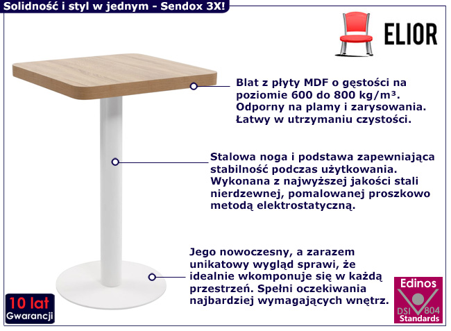 Drewniany stolik kwadratowy Salto 3X