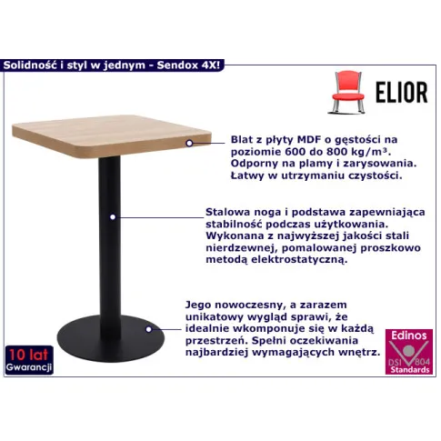 Nowa nforgrafika stolika Sendox ciemny brąz  z czarna nogą 4X