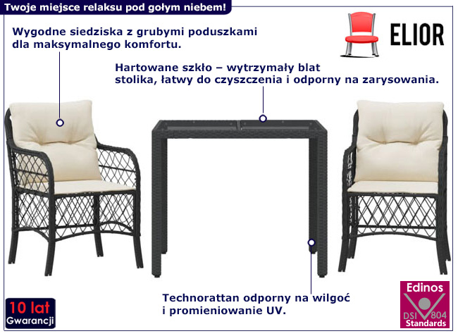Zestaw mebli ogrodowych solid kremowe poduszki