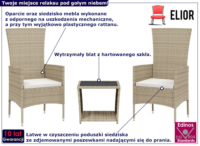 Beżowy zestaw ogrodowy Verde