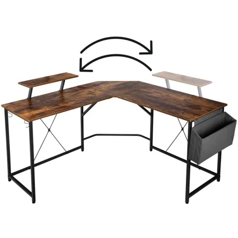 Szczegółowe zdjęcie nr 5 produktu Brązowe podwójne biurko dla rodzeństwa - Verdal 4X