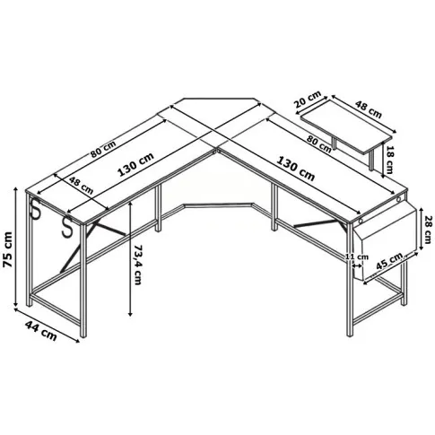 Szczegółowe zdjęcie nr 6 produktu Brązowe podwójne biurko dla rodzeństwa - Verdal 4X