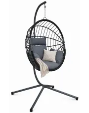 Wiszący fotel kokon z ratanu antracyt + czarny - Enea w sklepie Edinos.pl