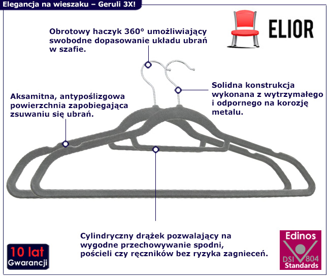  20szt szarych wieszaków Telafo 3X