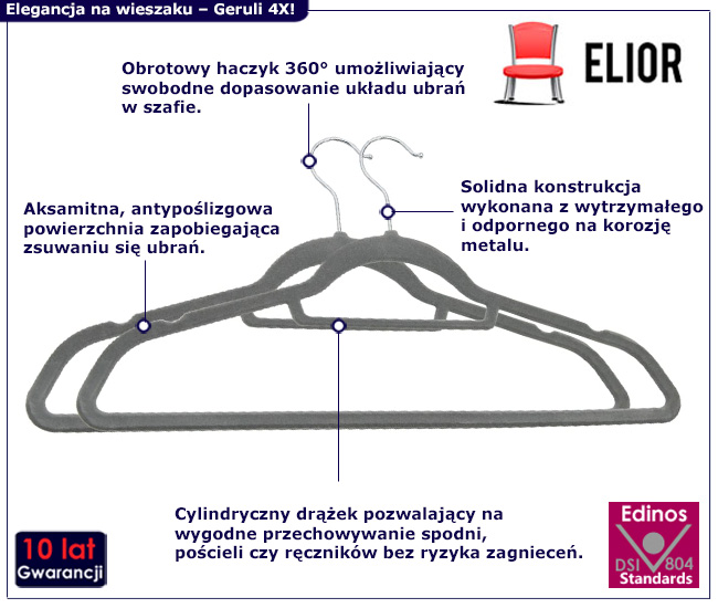 20szt szarych wieszaków Telafo 4X