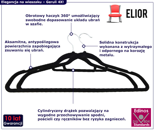 20szt czarnych wieszaków Telafo 4X