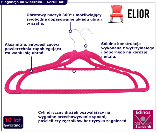 20szt różowych wieszaków Lunara 4X