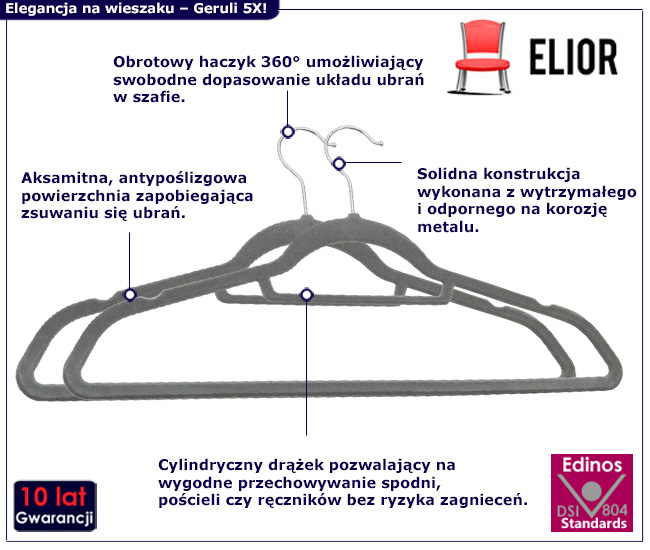 20szt popielatych wieszaków Telafo 5X