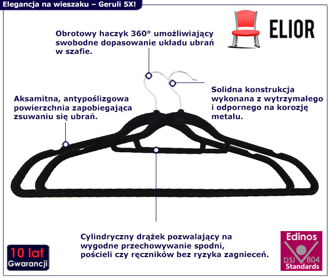  100 szt czarnych wieszaków Telafo 5X