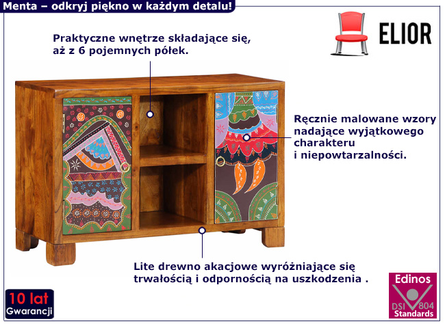Komoda do pokoju zręcznie malowanym wzorem