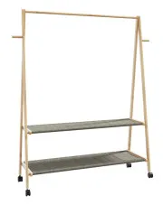 Bambusowy wieszak na kółkach z 2 półkami 132cm - Udnox 4X w sklepie Edinos.pl