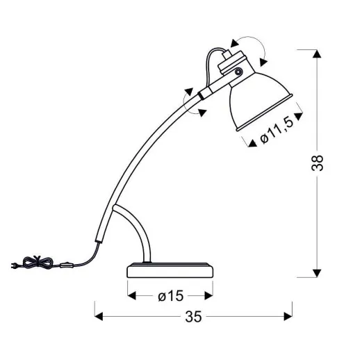 wymiary biurkowej lampy M111 Ortalis