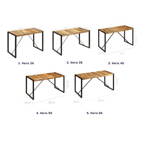 Szczegółowe zdjęcie nr 4 produktu Industrialny stół drewniany 100x200 – Veriz 5X