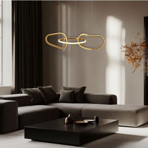 Szczegółowe zdjęcie nr 4 produktu Odesso lampa wisząca francuskie złoto 30W LED 3000K maskownica biała