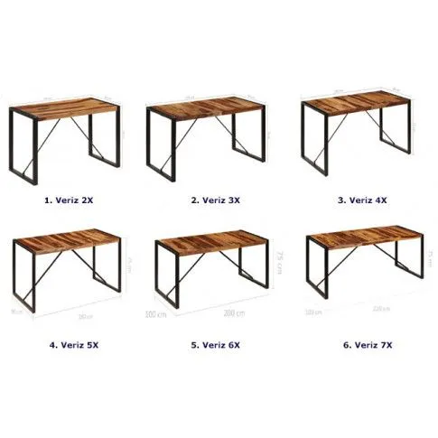 Szczegółowe zdjęcie nr 4 produktu Industrialny stół z sheesham 100x200 - Veriz 6X 