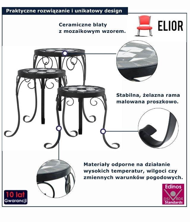 Infografika 3 szt stojaków ogrodowych Xoren